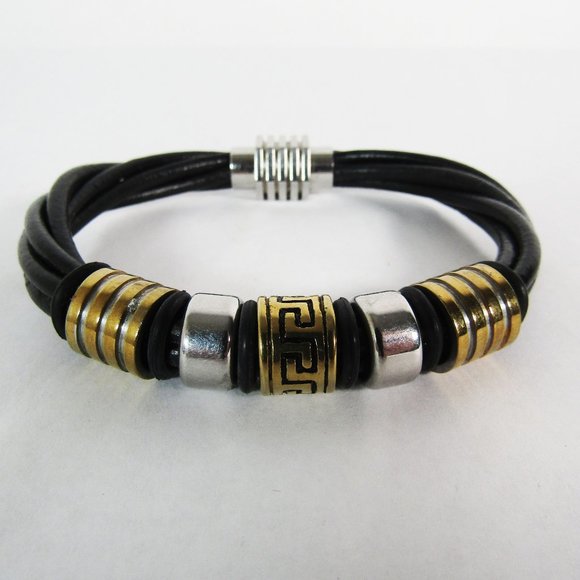 Anthropologie Other - Mens Tribal Rubber And Machined Stainless Bracelet 8"